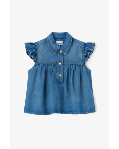 Bluse GANNI Denim Rüschenoberteil