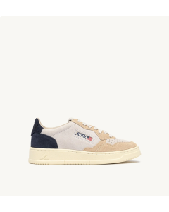 Sneaker AUTRY Medalist Low Tricolor Wildleder Weiß Sand und Blau