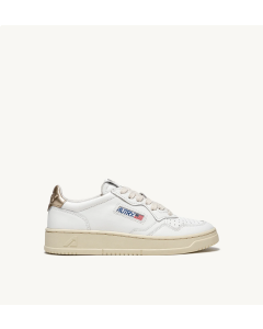 Schuhe AUTRY Medalist Low Aus Leder In Weiß und Gold Metallic