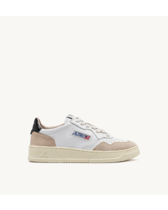 Schuhe AUTRY Medalist Low Aus Weiß/Schwarz Leder und Wildleder in Beige