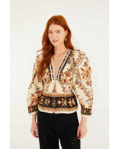 Bluse FARM RIO Majestic Garden Lace Puff Sleeve