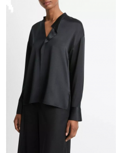 Bluse Vince Silk Draped Stand-Collar 