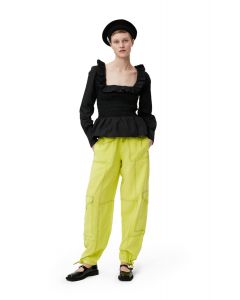 Bluse GANNI Cotton Poplin Open-Neck Smock 
