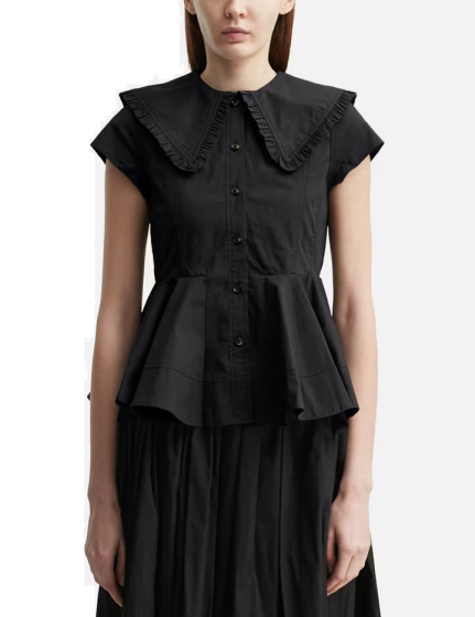 Bluse GANNI Short Cotton Ruffle