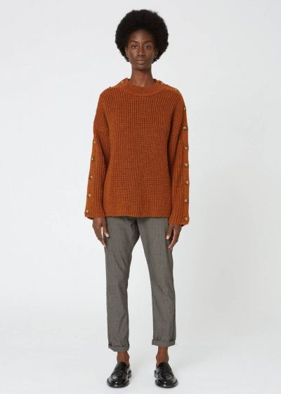 Hose HOPE News Edit Trouser Khaki Brown Stripe