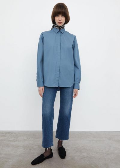 Bluse TOTÊME Oversized Poplin Shirt Bolt Blue
