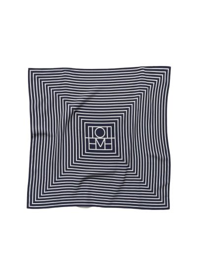 Seidentuch TOTÊME Signature Monogram Silk Scarf Navy 