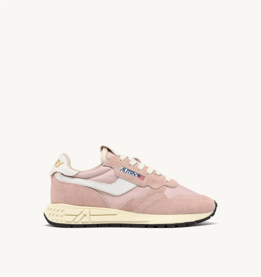 Schuhe AUTRY Reelwind Low Aus Nylon Und Wildleder Farbe Weiß Und Powder Pink 