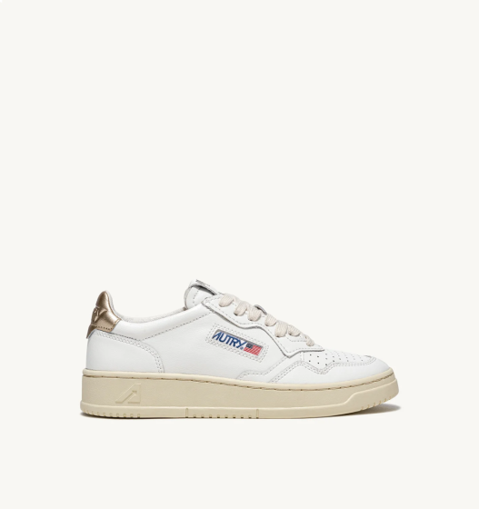 Schuhe AUTRY Medalist Low Aus Leder In Weiß und Gold Metallic