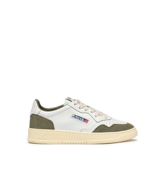 Schuhe AUTRY Medalist Low Leder Weiß Wildleder Smoked Green