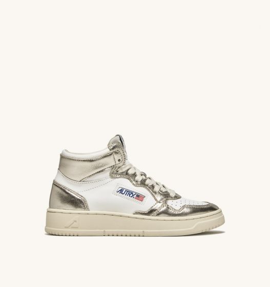 Schuhe AUTRY Medalist Woman Low Sneaker in White and Platinum Leather 