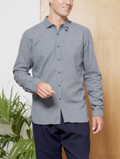 Hemd OLIVER SPENCER Clerkenwell Tab Shirt Grey 