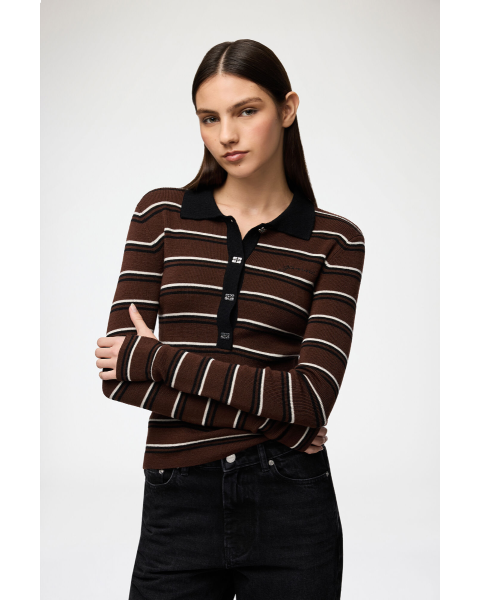 Poloshirt GANNI Gestreifte Merinowolle
