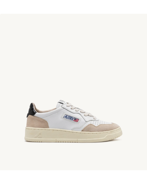 Schuhe AUTRY Medalist Low Aus Weiß/Schwarz Leder und Wildleder in Beige
