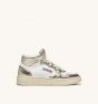Schuhe AUTRY Medalist Woman Low Sneaker in White and Platinum Leather 
