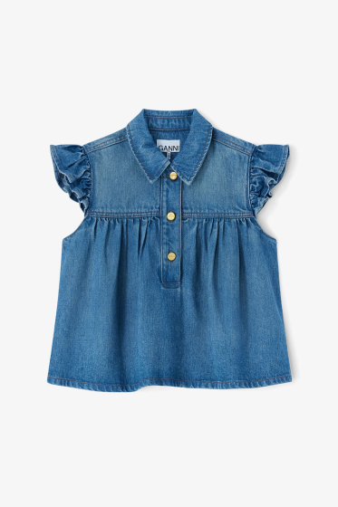 Bluse GANNI Denim Rüschenoberteil