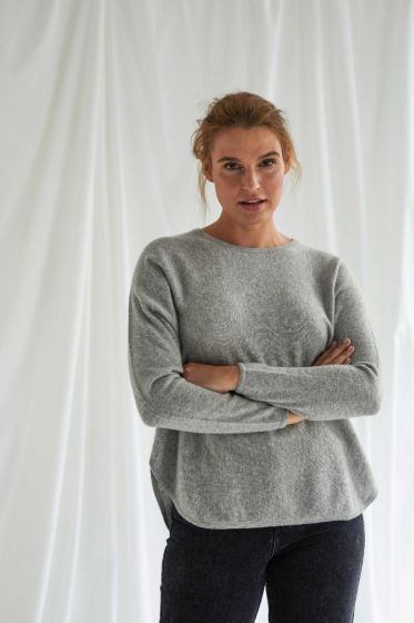 Pullover DAVIDA Chunky Horisontal Sweater Light Grey