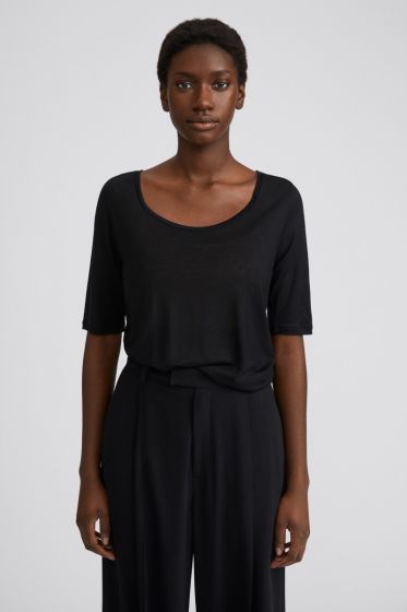 Shirt FILIPPA K Tencel Scoop-Neck Black