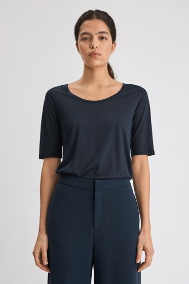 Shirt FILIPPA K Tencel Scoop-Neck Navy