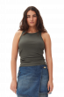 Top GANNI Green Soft Cotton Rib Tank