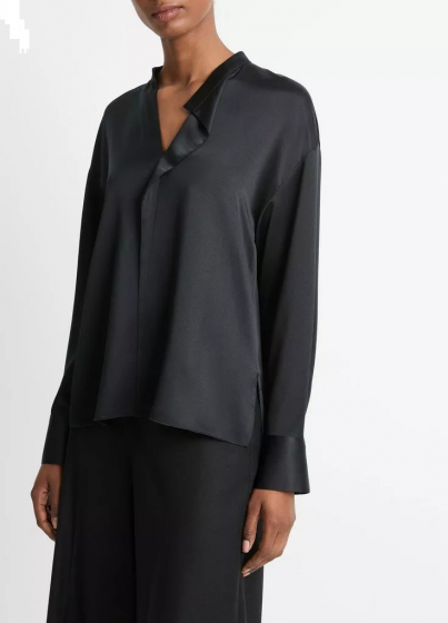 Bluse Vince Silk Draped Stand-Collar 