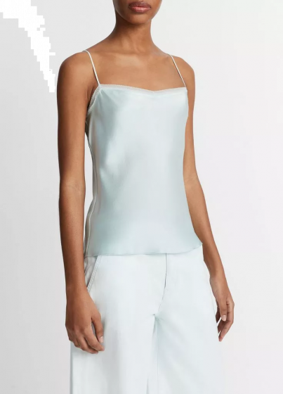 Top VINCE Satin Layered Chiffon-Trim Camisole